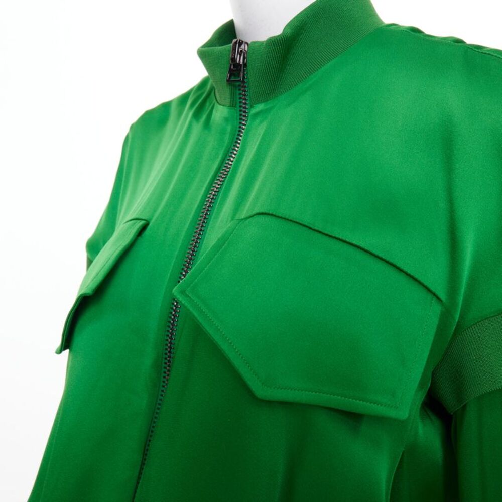 Tom Ford Green Satin Panel Bomber Jacket - Picture 2 of 9